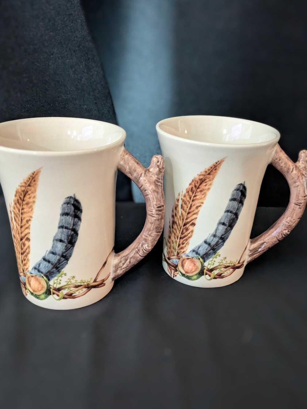 Set of 2 Juliska Forest Walk Ceramic Coffee Mugs (16 oz) - Made in Portugal